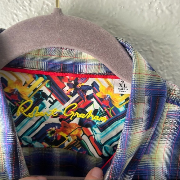 Robert Graham Shirt Men's XL Plaid Multicolor Long Sleeve Button Up 100% Cotton - Picture 6 of 8